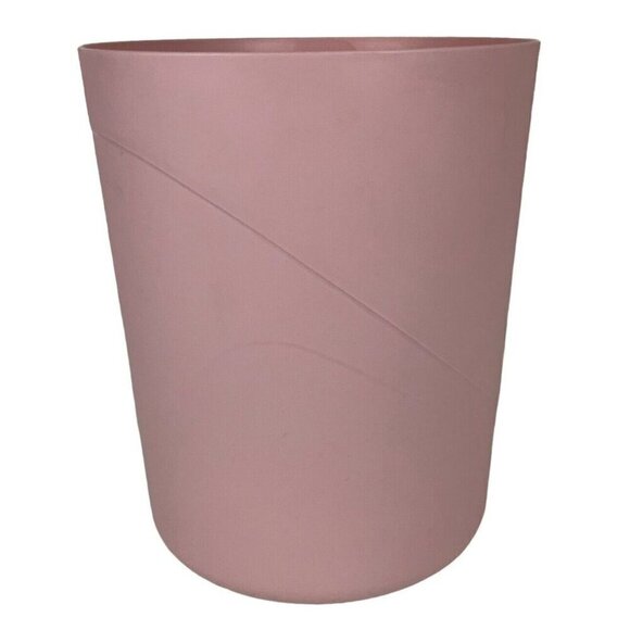 Rubbermaid Molded Plastic Wastebasket Pale Pink Round Column Vintage 80s - Picture 1 of 7